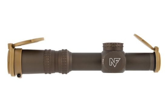 Nightforce ATACR 1-8x24mm FC-DMX FFP Rifle Scope in Dark Earth has finger adjustable turrets